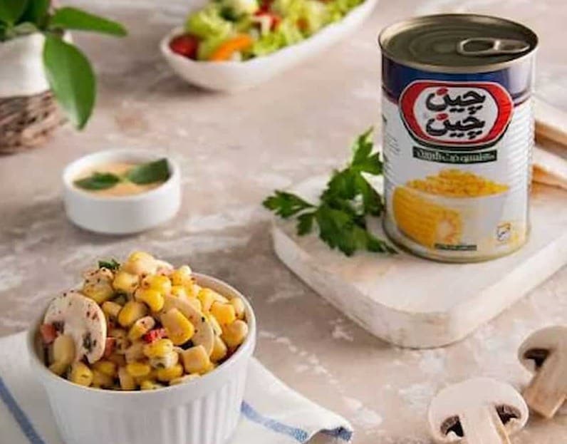 کنسرو ذرت چین چین برای مصرف خانگی و تهیه سالاد